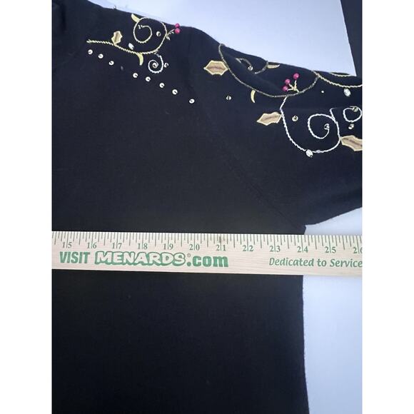 Quacker Factory Cardigan Sweater Full Beaded Zipper Womens 1X Black Sequins - Picture 11 of 13